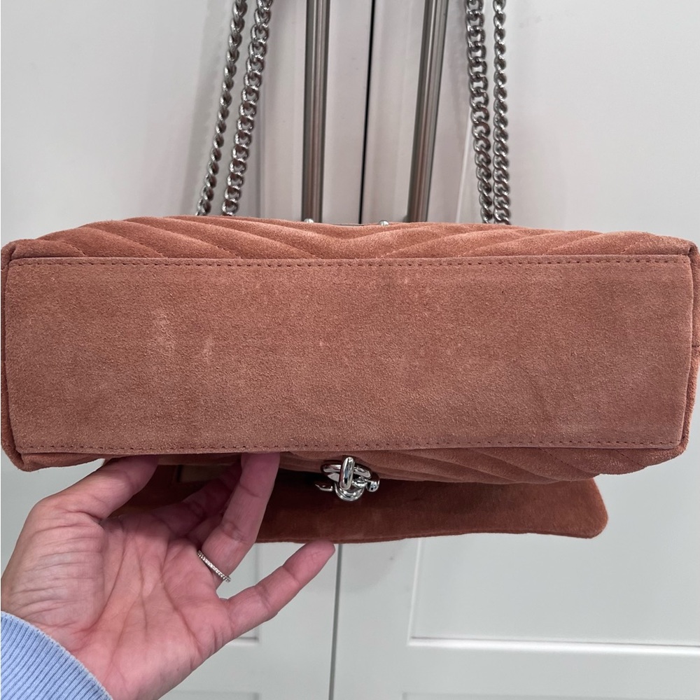 Rebecca Minkoff Edie Flap Quilted Suede Bag Desert Rose NWT - Picture 5 of 13